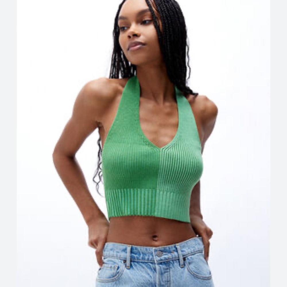 LA Hearts Two Toned Green Halter Sweater Tank Top - Size XS.